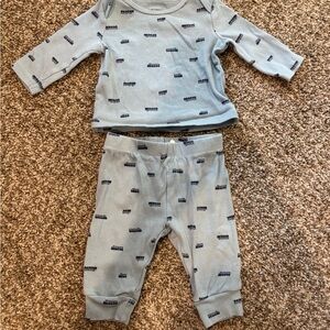 Blue Kids Pajamas Set trains